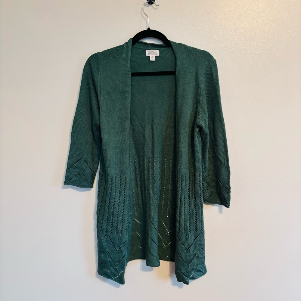 Market & Spruce green knit cardigan with half sleeves size small petite